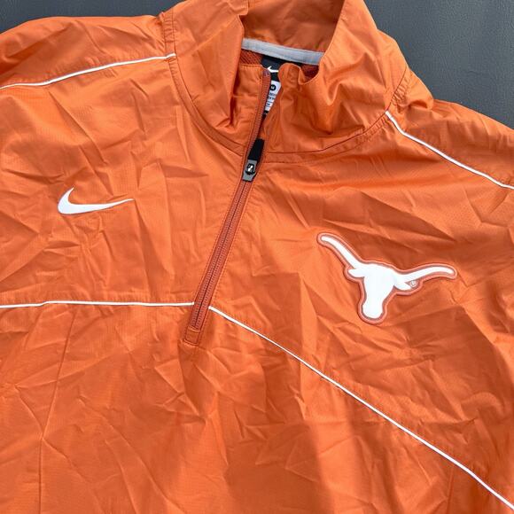 Texas Longhorns Nike Men’s Medium Orange Windbreaker 1/4 Zip Pullover Zip Pocket - Picture 2 of 11